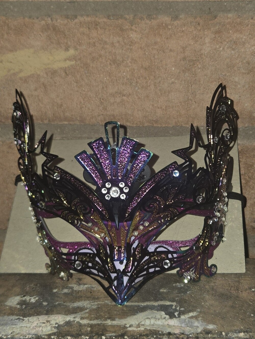 Exotic Venetian Purple & Gold Filigree Masquerade Mask - Metal